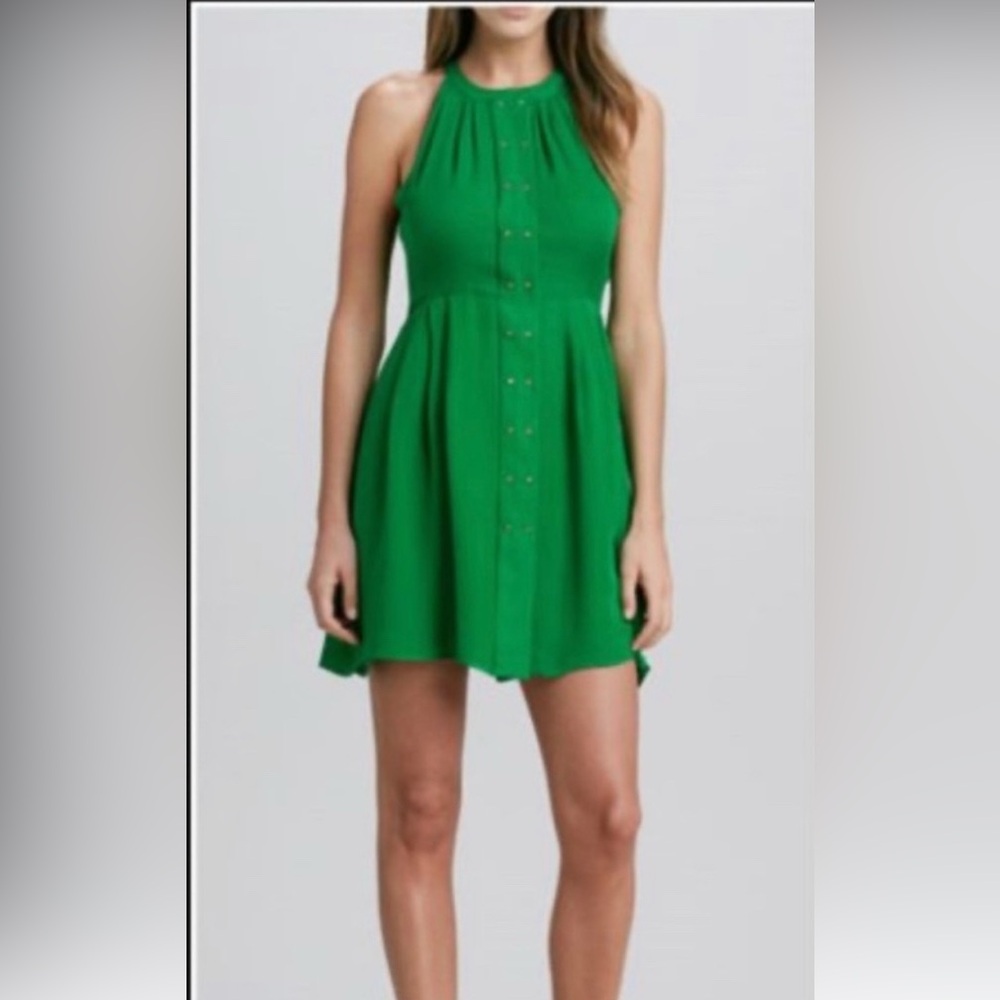 Parker Nicole Stud-Front Sleeveless Silk Dress‎